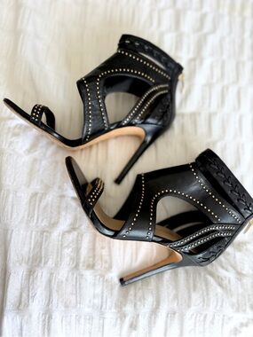 Via Spiga Studded Black High-Heel Sandal